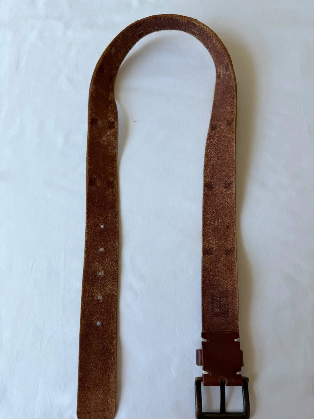 Vintage STAMP 10 Genuine Leather Studded Belt Size M W/ Brass Buckle
